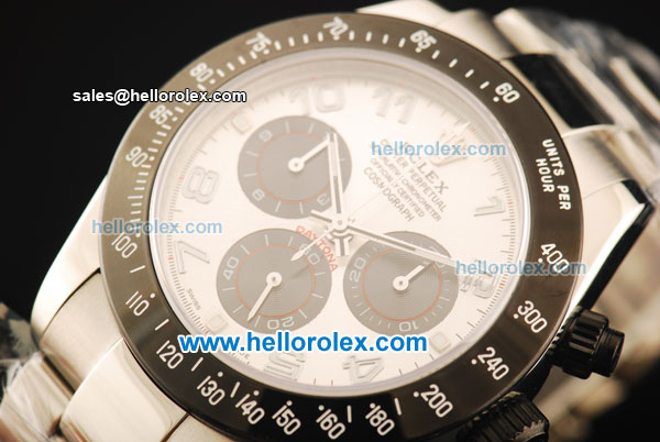 Rolex Daytona Chronograph Swiss Valjoux 7750 Automatic Movement Steel Case with Arabic Numerals and Black Bezel - Click Image to Close